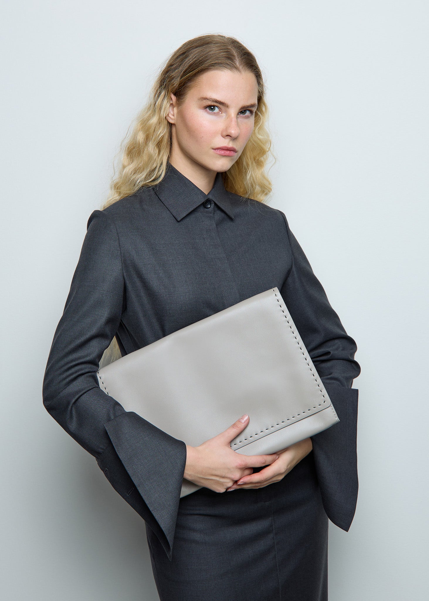Taupe business clutch - Valery