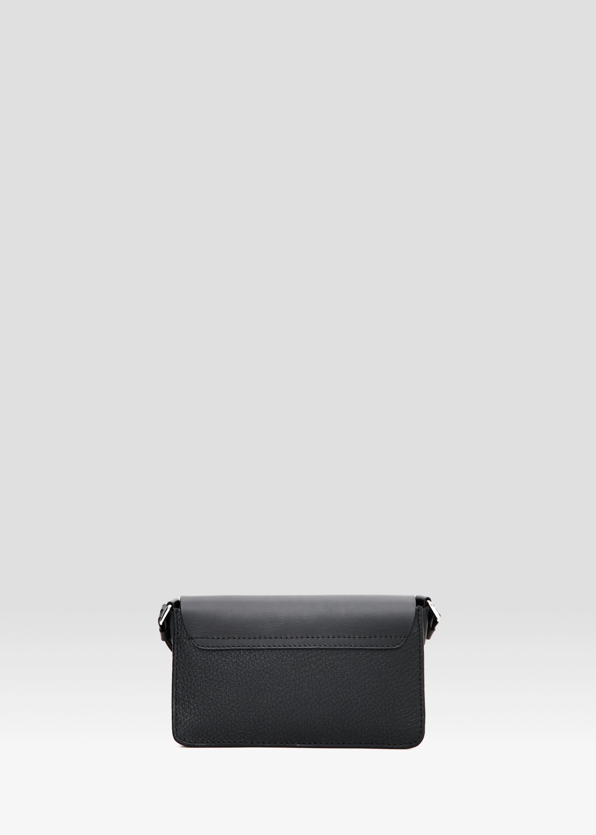 Back view of the Philini Mihaela Black Leather Bag. A sustainable, handcrafted luxury handbag 