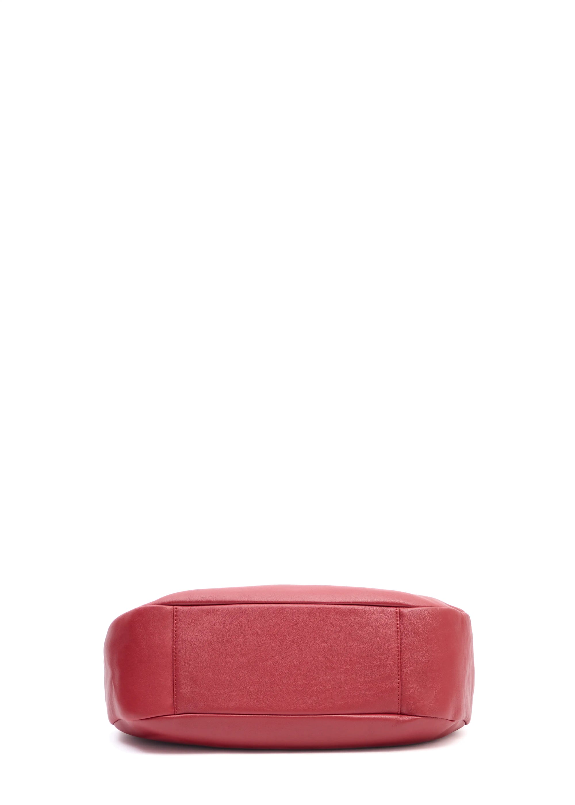 Bottom view of the Philini Adreann Hobo Bag in red nappa leather, highlighting the soft structure and craftsmanship