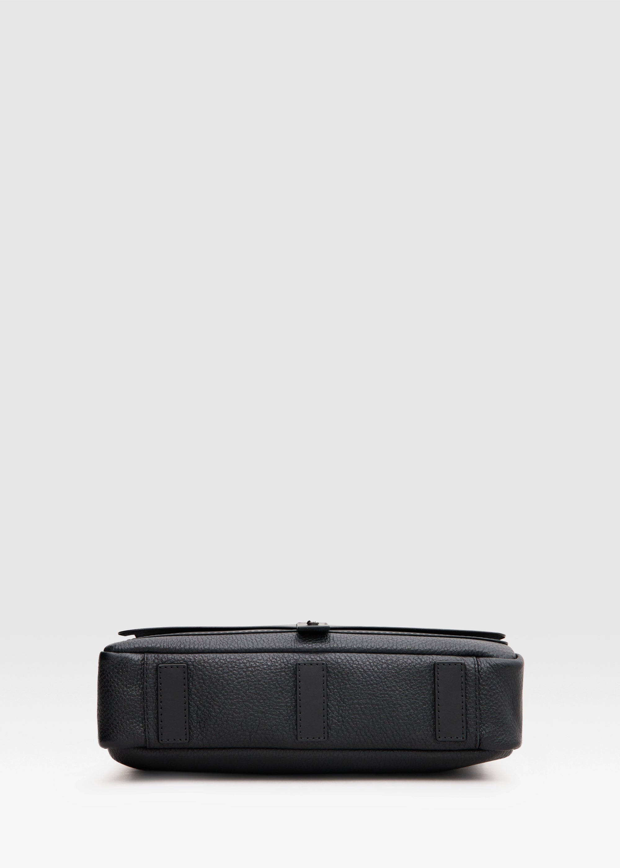 Philini Aneta Bag in black, bottom view showing handcrafted full-grain and buffalo leather, elegant and durable handbag design.