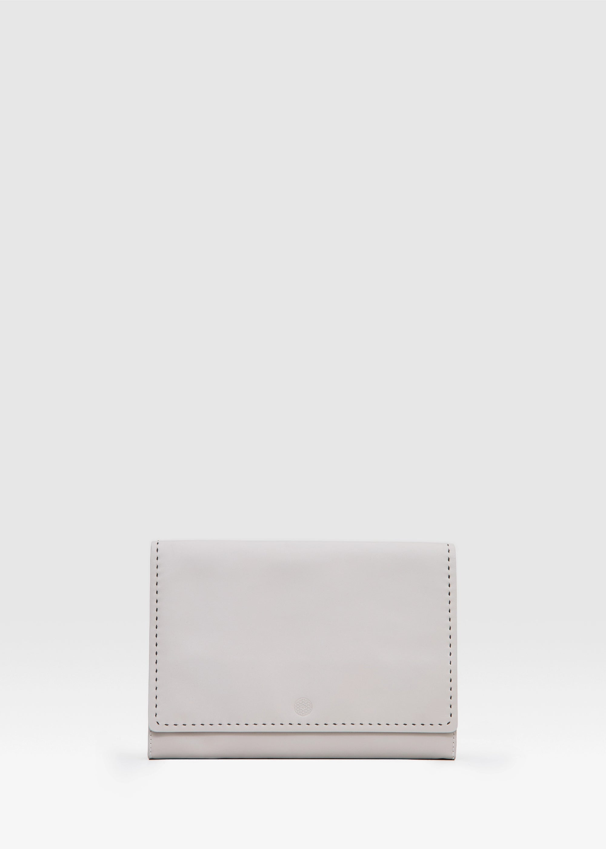 Front view of the Philini Valery Taupe Business Clutch in aniline leather with full-flap and press stud closure