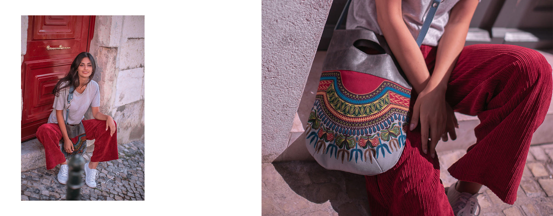 Crossbody Bag Ina African Style on a street photo shoot  
